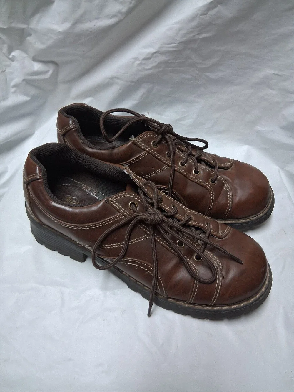 Route 66 Women's Vintagr Brown Leather Lace-Up Casual Slip-on. Sz 9 Preowned